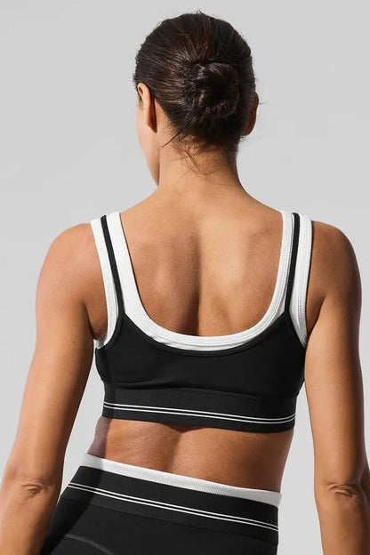 Alo Yoga Women's Airbrush Better Together Sports Bra Spearmint & White for Yoga Workout Fitness Gym Use
