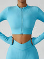 Women's 3 Piece Yoga Set  Sports Jacket Bra Legging Workout Gym Push Up Yoga Sportswear Suit Fitness
