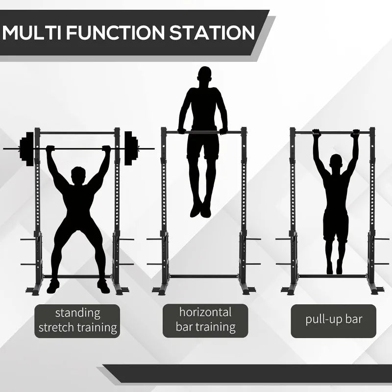 Power Rack with Pull up Bar and Adjustable Barbell Rack, Heavy-Duty Power Tower Strength Training Equipment for Home Gym