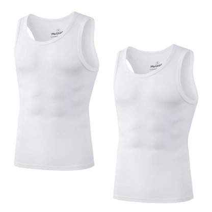 2Pcs/Pack Men's Tank Top Sleeveless Gym T-Shirt Man Vest Solid Color Compression Undershirts Men Tops High-Quality Bamboo Fiber
