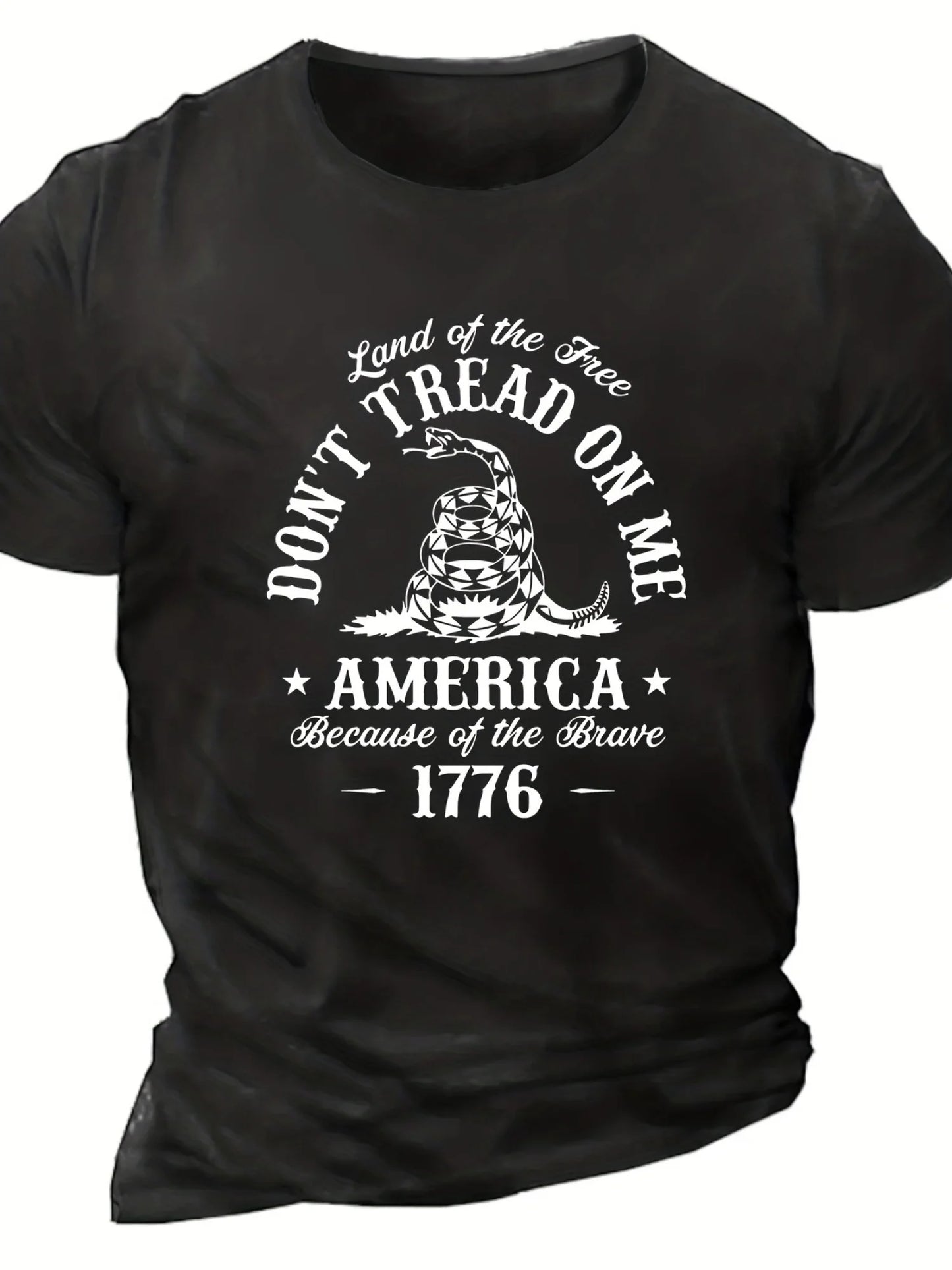 Men's Patriotic Snake & American Flag Graphic T-Shirt - Soft 100% Cotton, Casual Round Neck Short Sleeve