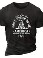 Men's Patriotic Snake & American Flag Graphic T-Shirt - Soft 100% Cotton, Casual Round Neck Short Sleeve