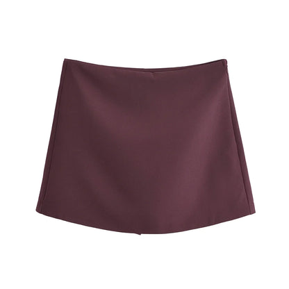 TFMLN New Spring Women Solid Skort Fashion Causal Side Zipper Mini Shorts Skirts Vintage High Waist Streetwear Shorts Skirts