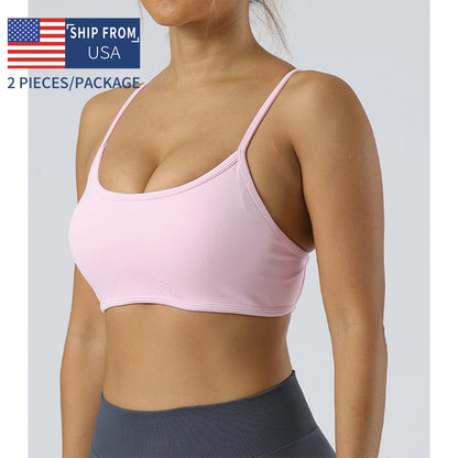 2Pieces  Sports Bra Seamless Spandex Women Fitness Elastic Underwear