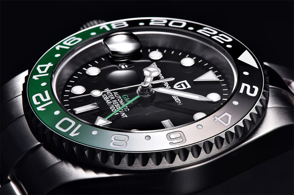 PAGANI DESIGN Business Mechanical Automatic Watch Men's Stainless Steel Waterproof Rotating Ceramic bezel PD-1662 Gift Watch+Box