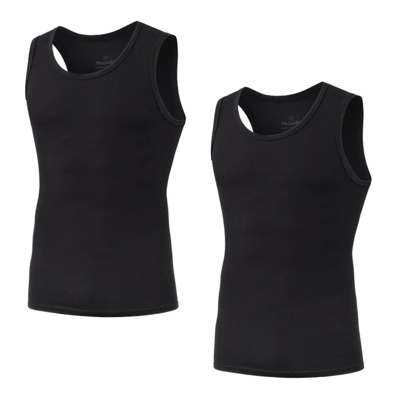2Pcs/Pack Men's Tank Top Sleeveless Gym T-Shirt Man Vest Solid Color Compression Undershirts Men Tops High-Quality Bamboo Fiber