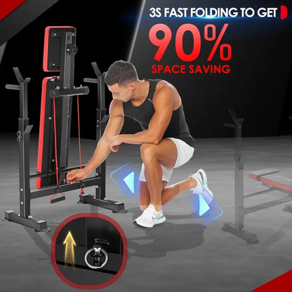 OPPSDECOR 660lbs 6 in 1 Weight Bench Set with Squat Rack Adjustable Workout Bench with Leg Developer Preacher Curl Rack Training