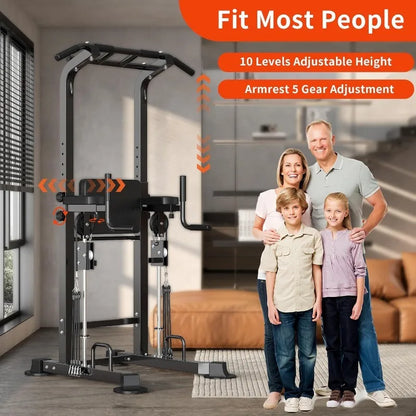 Home Power Tower Pull Up Bar Station ,Height Adjustable Dip Stands, Workout Equipment for Home Gym Strength Training
