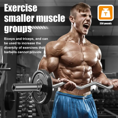 4FT Carbon Steel Barbell Bar, 350 lbs Capacity Curved Weight Bar for Bench Press, Powerlifting, CrossFit & Home Gym Fitness