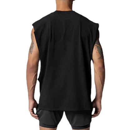 Large cuffs Open Side Cut Off Gym Tank Top Men Mesh Breathable Vest Running Sleeveless Quick Dry Sports Fitness summer Clothing