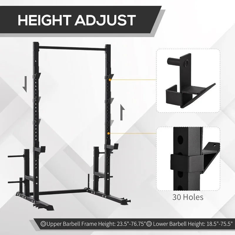 Power Rack with Pull up Bar and Adjustable Barbell Rack, Heavy-Duty Power Tower Strength Training Equipment for Home Gym