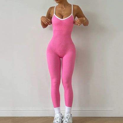 Sexy Cross Back Strappy Jumpsuit Women Gym Set Training Yoga Suit Sportswear One Piece Sports Jumpsuit Fitness Workout Bodysuits