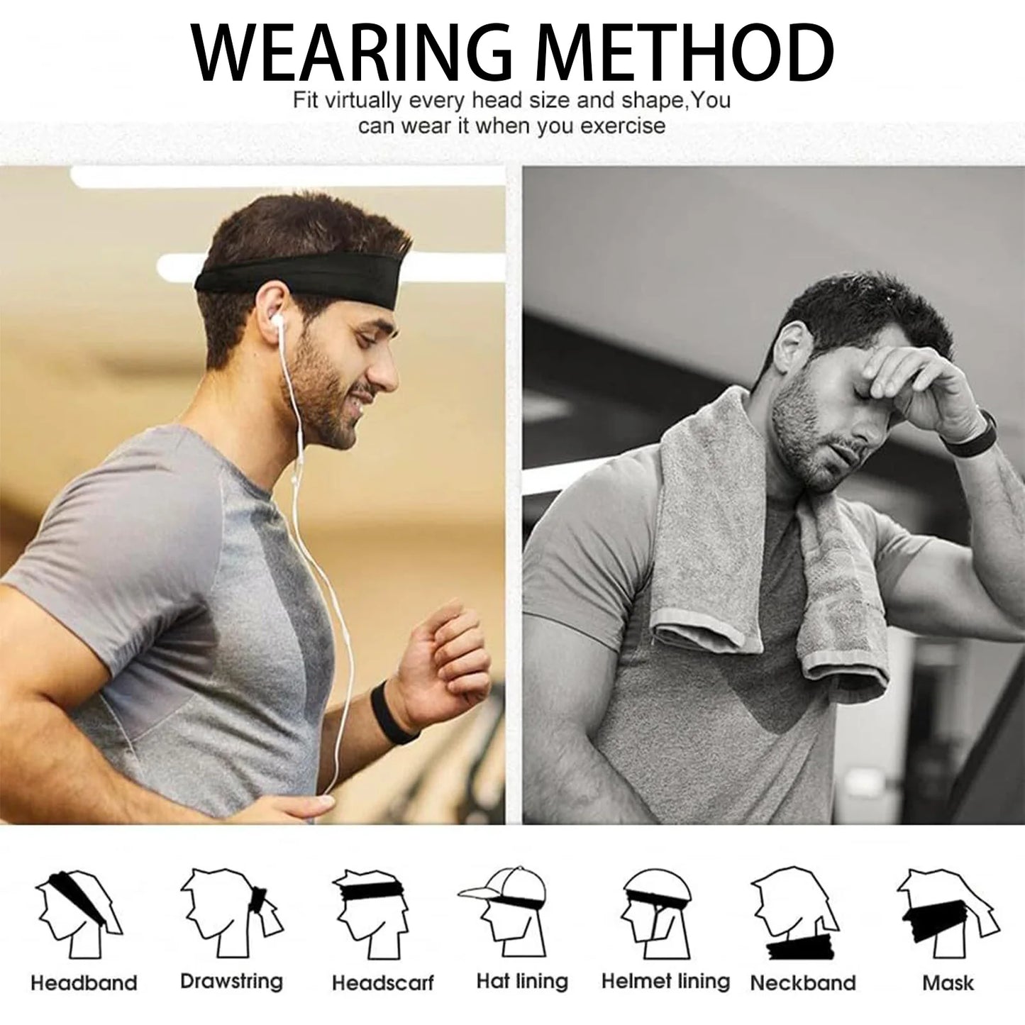 10pcs Elastic Yoga Hair Band Sports Headbands Soft Breathable Sweat-absorbent hair band for Running Fitness Tennis Gym Work Out