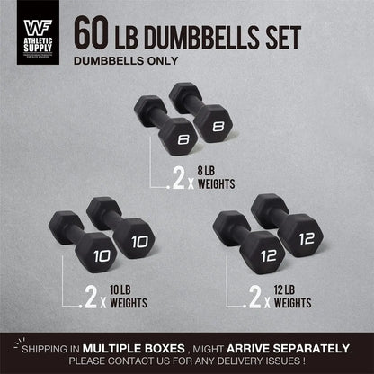 Black Neoprene Dumbbell Set, Non-Slip & Hex Shape, Great for Muscle Toning, Strength Building & Weight Loss