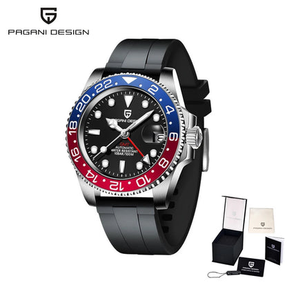 PAGANI DESIGN Business Mechanical Automatic Watch Men's Stainless Steel Waterproof Rotating Ceramic bezel PD-1662 Gift Watch+Box