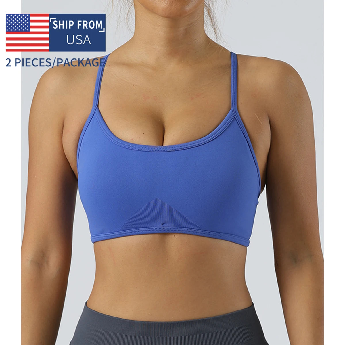 2Pieces  Sports Bra Seamless Spandex Women Fitness Elastic Underwear