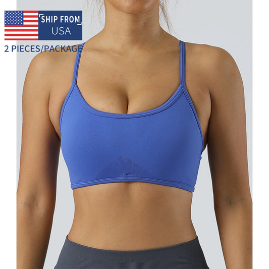 2Pieces  Sports Bra Seamless Spandex Women Fitness Elastic Underwear