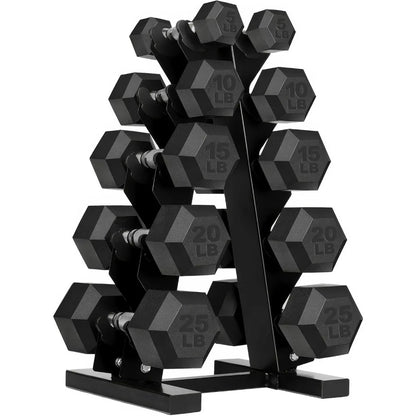 Weights Dumbbells Set with Rack - 150 lb Rubber-Coated Dumbbells for Easy Grip