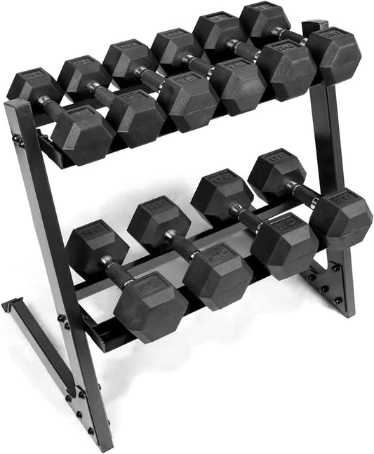 200Lb Dumbbell Set,  10-30Lb Dumbbell Set with Two Tier Storage Rack for Muscle Toning Strength Building Weight Loss