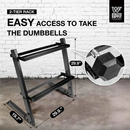 200Lb Dumbbell Set,  10-30Lb Dumbbell Set with Two Tier Storage Rack for Muscle Toning Strength Building Weight Loss