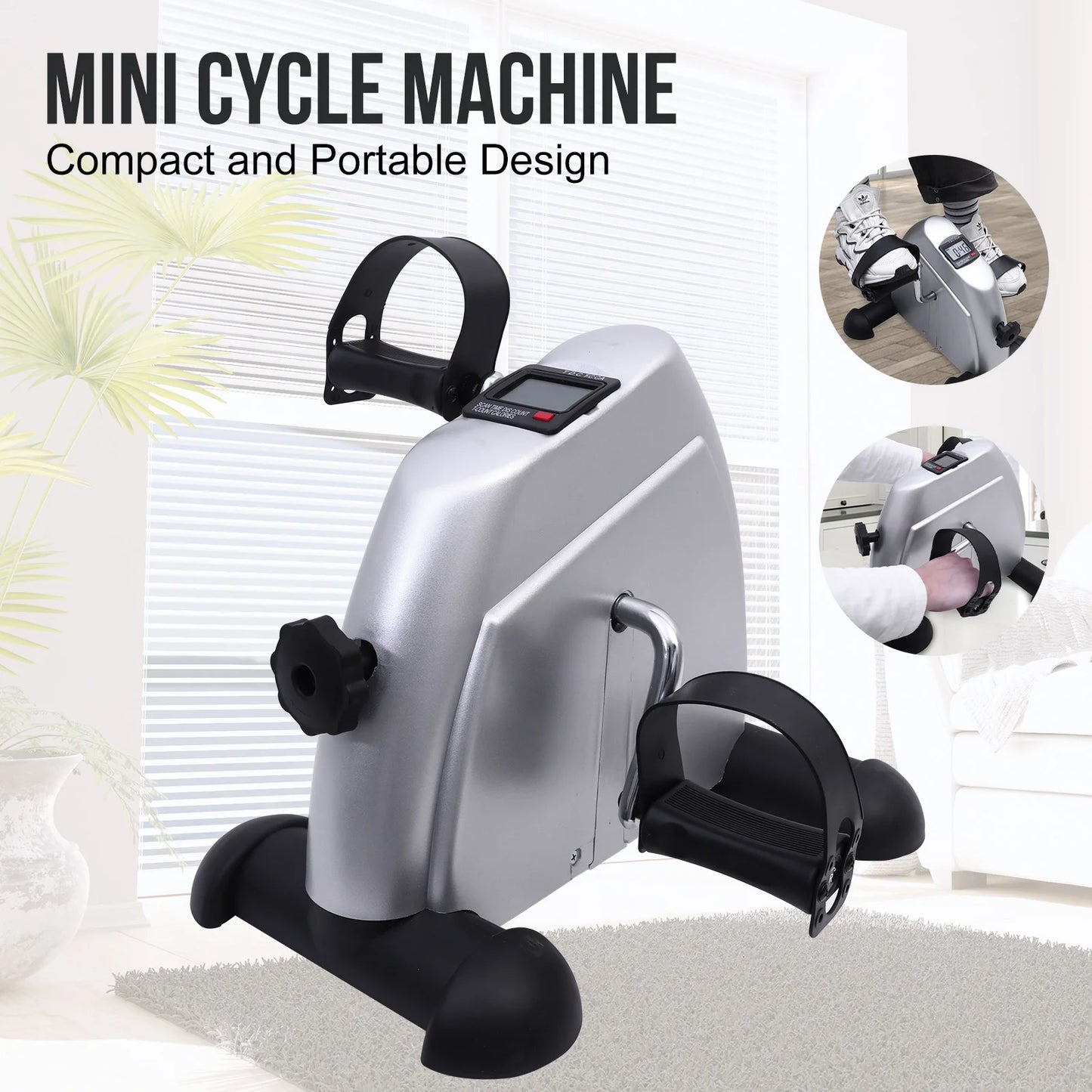 Mini Pedal Exercise Bike Portable Fitness Cycling Exerciser Under Desk Bicycle Trainer LCD Display Bodybuilding Stationary Foot