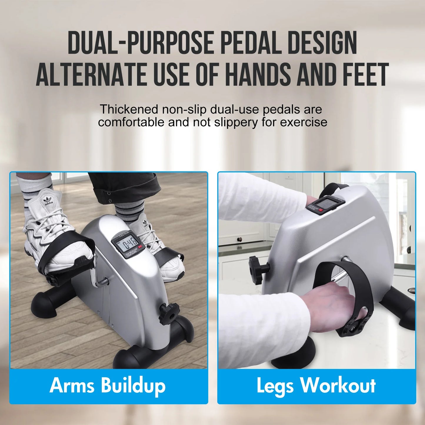 Mini Pedal Exercise Bike Portable Fitness Cycling Exerciser Under Desk Bicycle Trainer LCD Display Bodybuilding Stationary Foot