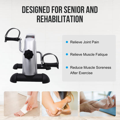 Mini Pedal Exercise Bike Portable Fitness Cycling Exerciser Under Desk Bicycle Trainer LCD Display Bodybuilding Stationary Foot