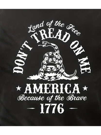 Men's Patriotic Snake & American Flag Graphic T-Shirt - Soft 100% Cotton, Casual Round Neck Short Sleeve
