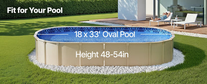 SucceBuy 18-Foot-by-33-Foot Oval Pool Liner for Overlap Above Ground Swimming Pools 48-to-54in Wall Height Standard Gauge Vinyl