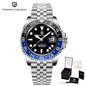 PAGANI DESIGN Business Mechanical Automatic Watch Men's Stainless Steel Waterproof Rotating Ceramic bezel PD-1662 Gift Watch+Box