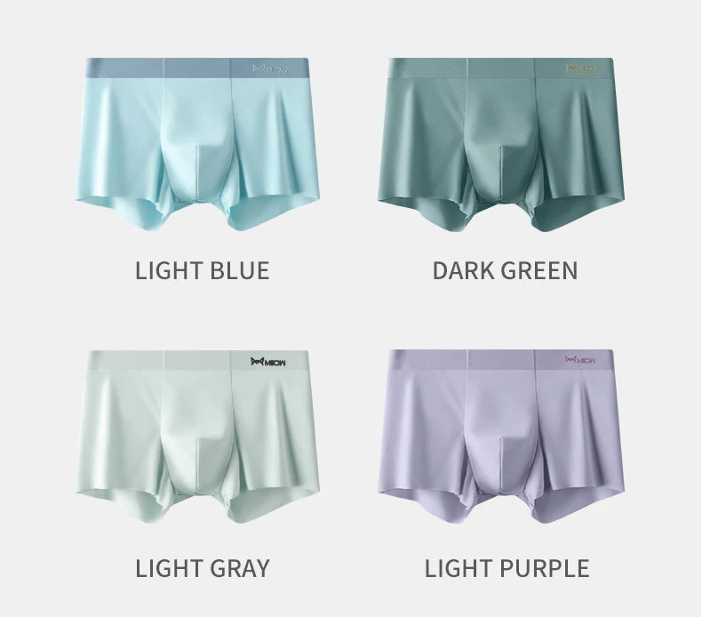 MIIOW 3Pcs Ice Silk Man Underwear Boxer Metal Fiber Antistatic Men Underpants Seamless Cut Hem Men's Panties Boxers Shorts Trunk